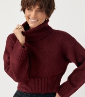 В'язаний короткий светр з високою горловиною