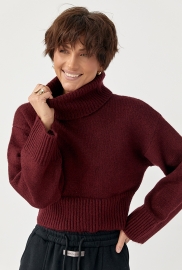 В'язаний короткий светр з високою горловиною В'язаний короткий светр з високою горловиною