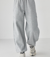 Однотонні теплі спортивні штани із затяжками внизу