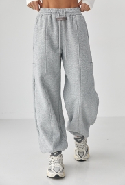 Однотонні теплі спортивні штани із затяжками внизу Однотонні теплі спортивні штани із затяжками внизу