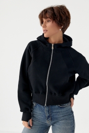 Утеплене коротке худі на блискавці