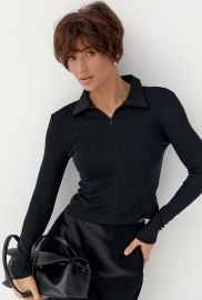 Укорочений лонг-поло із блискавкою на горловині