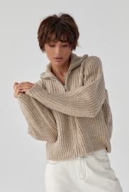 Кардиган на блискавці з крупної в'язки