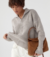 В'язаний кардиган на блискавці з високим коміром