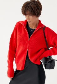 В'язаний кардиган на блискавці з високим коміром