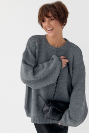 В'язана однотонна кофта з рукавами-ліхткриками