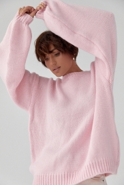 В'язана однотонна кофта з рукавами-ліхткриками В'язана однотонна кофта з рукавами-ліхткриками