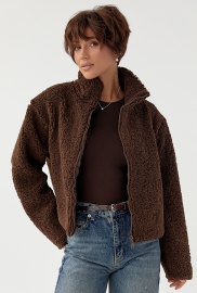 Жіночий кардиган із хутра Тедді на блискавці