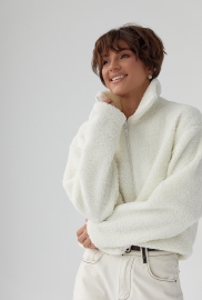 Жіночий кардиган із хутра Тедді на блискавці