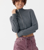 Короткий кардиган на блискавці з коміром-стійкою