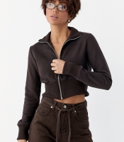 Короткий кардиган на блискавці з коміром-стійкою