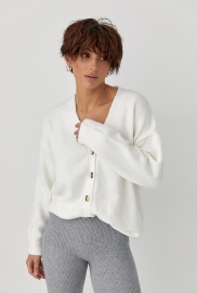 В'язаний кардиган на ґудзиках з V-подібним вирізом