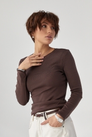 Однотонний лонгслів із сітчастою окантовкою