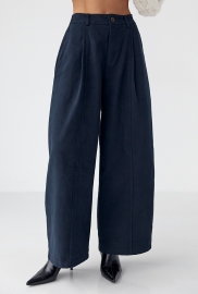 Котонові штани-палаццо зі складками Котонові штани-палаццо зі складками