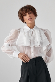 Прозора блуза з мереживними вставками Прозора блуза з мереживними вставками