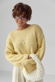 В'язаний мохеровий джемпер із широкими рукавами