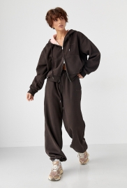 Теплий спортивний костюм з капюшоном із рожевим начосом Теплий спортивний костюм з капюшоном із рожевим начосом