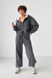 Теплий спортивний костюм з капюшоном із рожевим начосом Теплий спортивний костюм з капюшоном із рожевим начосом