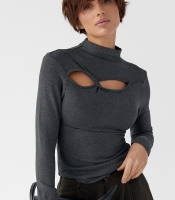 Трикотажний однотонний лонг із переплетом