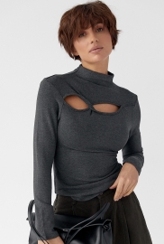 Трикотажний однотонний лонг із переплетом Трикотажний однотонний лонг із переплетом