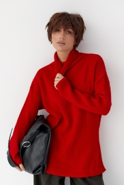 В'язана туніка в рубчик із високою горловиною В'язана туніка в рубчик із високою горловиною