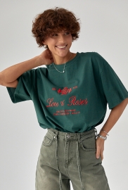 Футболка вільного фасону з вишитими написами Футболка вільного фасону з вишитими написами