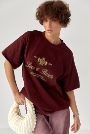 Футболка вільного фасону з вишитими написами Футболка вільного фасону з вишитими написами