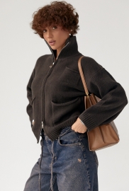 В'язаний кардиган на блискавці з кишенями В'язаний кардиган на блискавці з кишенями