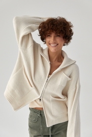 В'язаний кардиган на блискавці з кишенями В'язаний кардиган на блискавці з кишенями