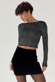 Лонгслів із люрексу з оголеною спиною