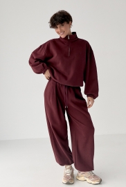 Зимовий однотонний спортивний костюм із затяжками Зимовий однотонний спортивний костюм із затяжками