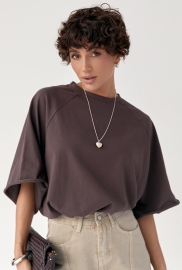 Однотонна вільна футболка з рукавами-реглан Однотонна вільна футболка з рукавами-реглан