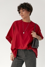 Однотонна вільна футболка з рукавами-реглан Однотонна вільна футболка з рукавами-реглан