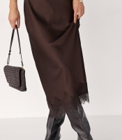 Атласна спідниця міді з мереживом