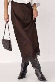 Атласна спідниця міді з мереживом Атласна спідниця міді з мереживом