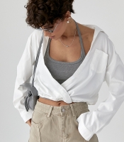 Коротка сорочка у комплекті з майкою в рубчик