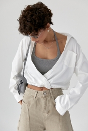 Коротка сорочка у комплекті з майкою в рубчик