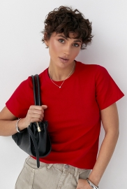 Однотонна жіноча еластична футболка