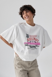 Футболка вільного фасону  із принтом авто