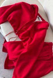 Спортивний костюм з коротким худі та прямими штанами Спортивний костюм з коротким худі та прямими штанами