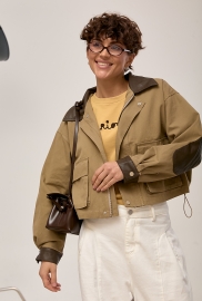 Котонова вітровка зі вставками з еко-шкіри