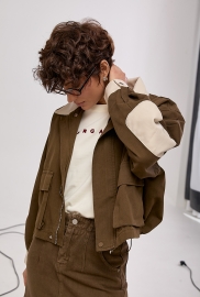 Котонова вітровка зі вставками з еко-шкіри