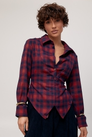 Сорочка в клітинку із зав'язками на талії Сорочка в клітинку із зав'язками на талії