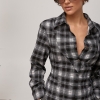 Сорочка в клітинку із зав'язками на талії  LX-10725809