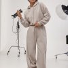 Спортивний костюм із худі та прямими штанами зі швами навиворіт LX-10726910 Спортивний костюм із худі та прямими штанами зі швами навиворіт LX-10726910