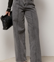 Широкі прямі джинси з декоративними швами