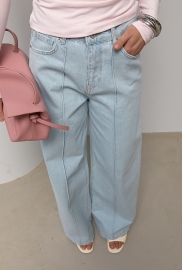 Широкі прямі джинси з декоративними швами