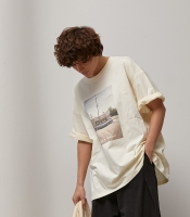 Трикотажна футболка оверсайз із принтом авто