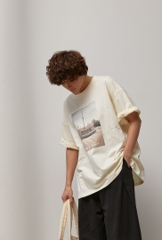 Трикотажна футболка оверсайз із принтом авто