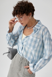 Жіноча сорочка в клітинку з кишенею Жіноча сорочка в клітинку з кишенею